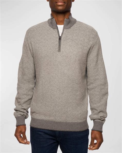 Robert Graham Draco Quarter Zip Knit Sweater Black Editorialist