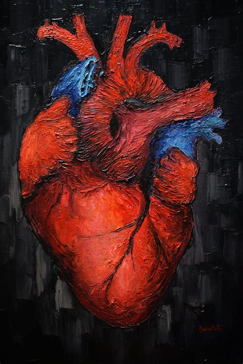 Human Heart Original Oil Painting, Contemporary Heart Painting, Gift ...