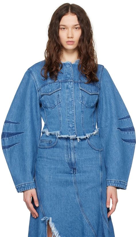 Marques Almeida Blue Frayed Denim Jacket In 2024 Frayed Denim