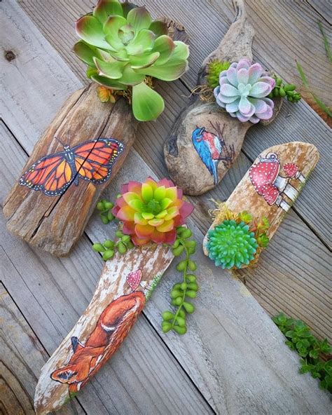 Some Plants And Rocks Are Sitting On The Wooden Floor Next To Each