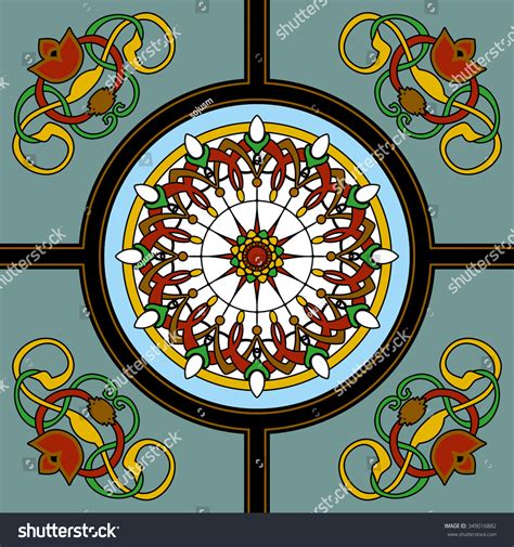 Stainedglass Window Seamless Elegant Ornamental Patternceramic Stock Vector Royalty Free