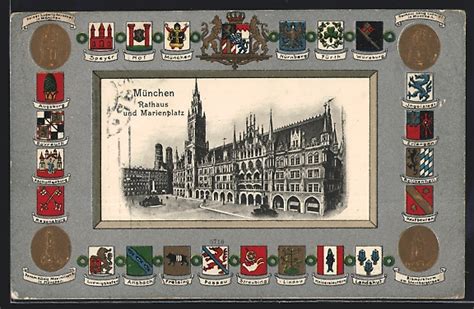 Passepartout Lithographie M Nchen Rathaus Und Marienplatz