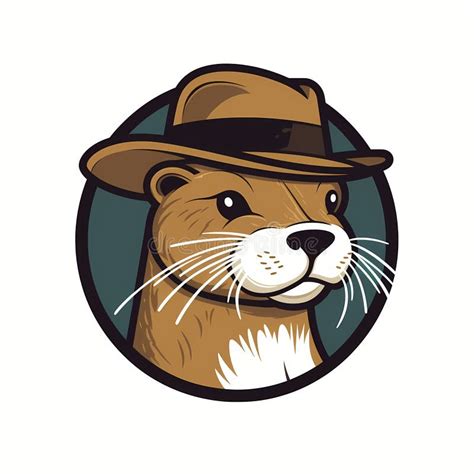 Otter 2d Flat Vector Logo Icon Illustration Stock Illustration