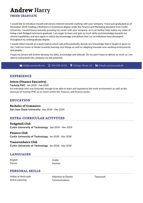 Fresh Graduate Cv Example In 2025 Resumekraft