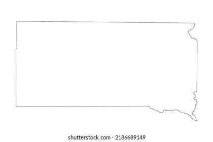 South Dakota Map Shape United States Stock Vector Royalty Free