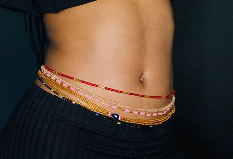 African Waist Beads Waist Chain Iden Black Non Elastic Etsy