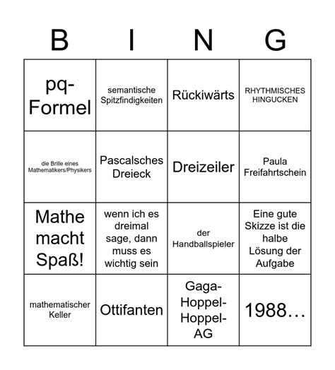 Bingo Formel Bingo Card