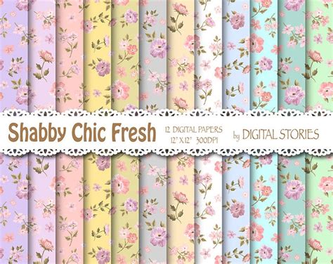 Shabby Chic Digital Paper Shabby CHIC Fresh Etsy