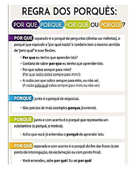 Os Porques Regras - Regras Uso Dos Porquês | PDF