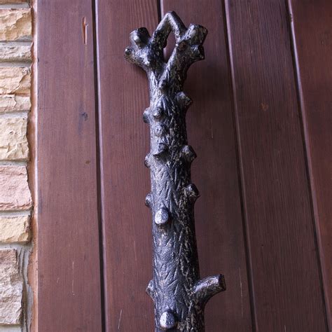 Antique Tall French Iron Faux Bois Iron Hitching Post Garden Totem Tree