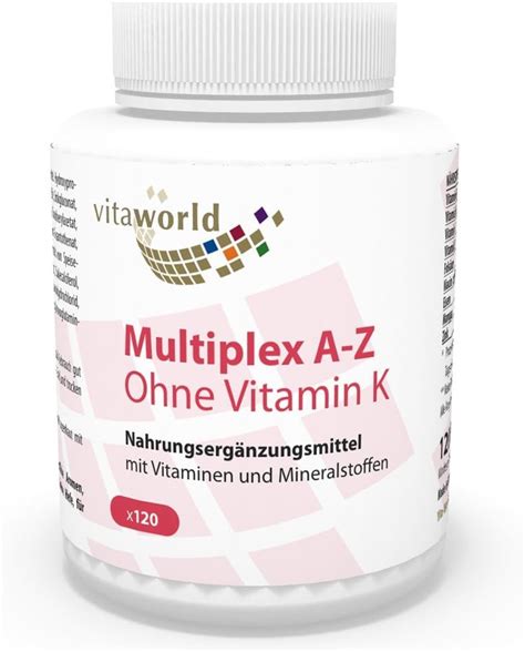 Vita World Multiplex Multivitamines Sans Vitamine K 120 Capsules Made