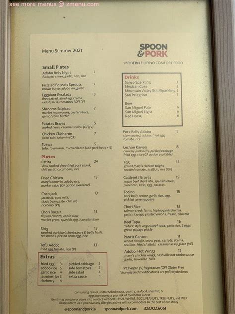 Online Menu of Spoon & Pork Restaurant, Los Angeles, California, 90026 ...