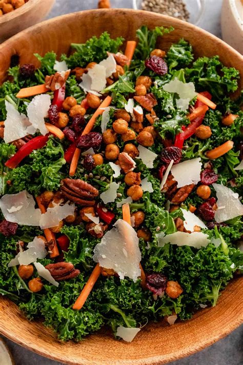 Chickpea Kale Salad Recipe With Lemon Tahini Dressing The Yummy Bowl