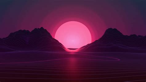 Download Neon Pink Aesthetic Sunset Art Wallpaper