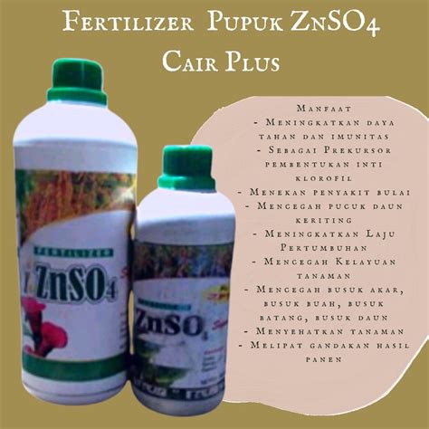 Jual Fertilizer Pupuk Znso Cair Plus Zpt Zn Cair Mikro Zink Shopee