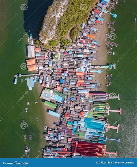 Aerial View Of Ko Panyi Or Koh Panyee Muslim Fishing Village In Phang