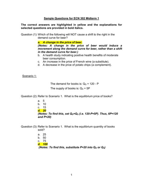 Sample Questions For ECN 302 Midterm 1