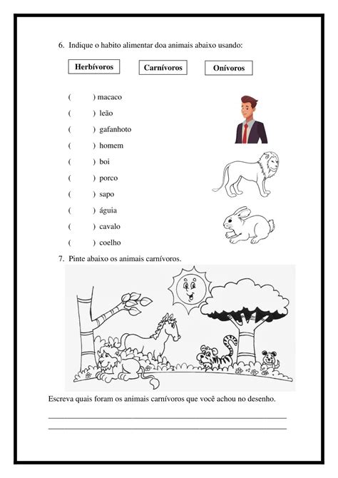 Atividade Ci Ncias Ano Alimenta O Dos Animais Indaga O