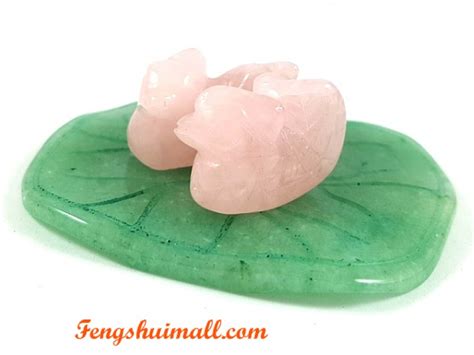 Rose Quartz Faithful Mandarin Ducks On Lotus Leaf