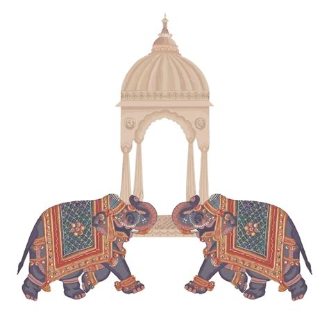 Premium Vector Decorative Mughal Indian Elephants Illustration