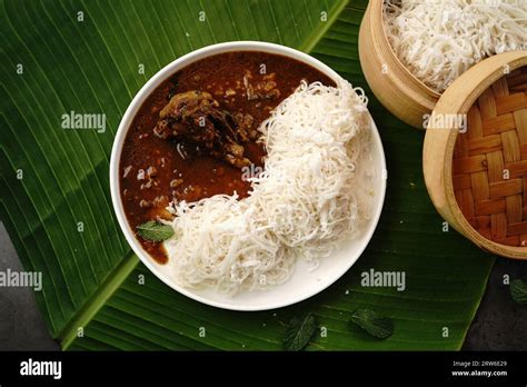 Idiyappam With Chicken Curry Kerala Steamed Breakfast Made Of Rice