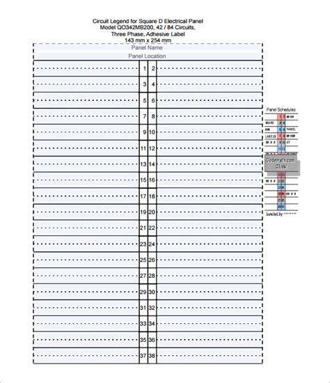 Electrical Panel Label Template | printable label templates