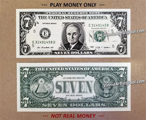 Lucky Dollar Bill Fake Money Novelty Currency Play Seven Th Birthday