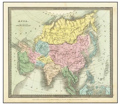 Antique Original Large Map Of Asia Burr 1836 Hobbies And Toys