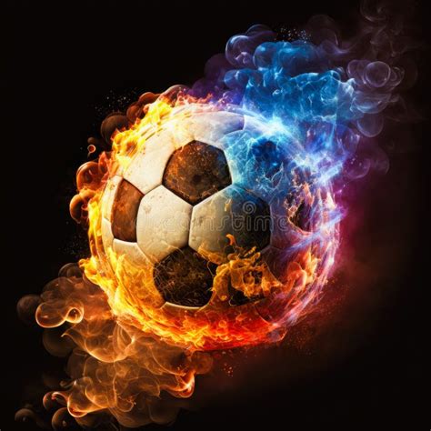 Flame Soccer Ball Spinning On Fire And Glowing Stock Image Image Of