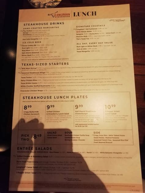 Menu At Longhorn Steakhouse Cypress Us 290