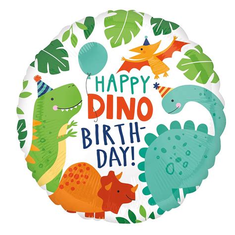 Ballon Aluminium Rond Anniversaire Dinosaure Cm