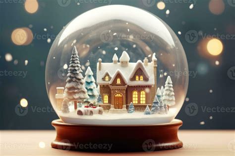 Christmas snow globe with small house inside. Generative AI 29511296 ...