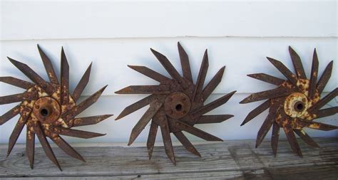 Metal Rotary Blade Farmhouse Spiked Hoe Rustic Primitive Field Wheel