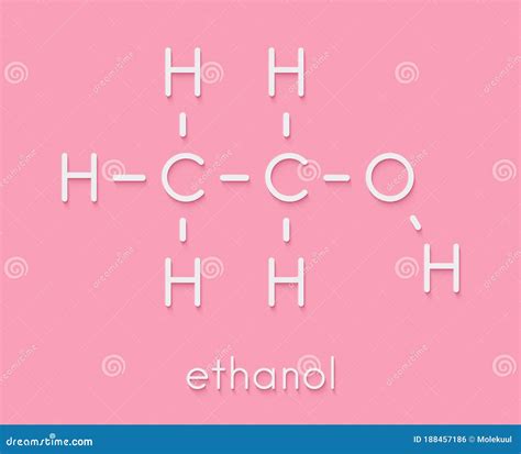 Alcohol Ethanol, Ethyl Alcohol Molecule, Chemical Structure. Skeletal ...