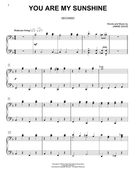 You Are My Sunshine By Jimmie Davis Sheet Music For Piano Duet At Sheet