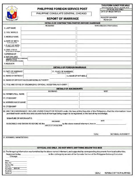 Fillable Online Report Of Marriage Of A Filipino Abroadphilippinereport