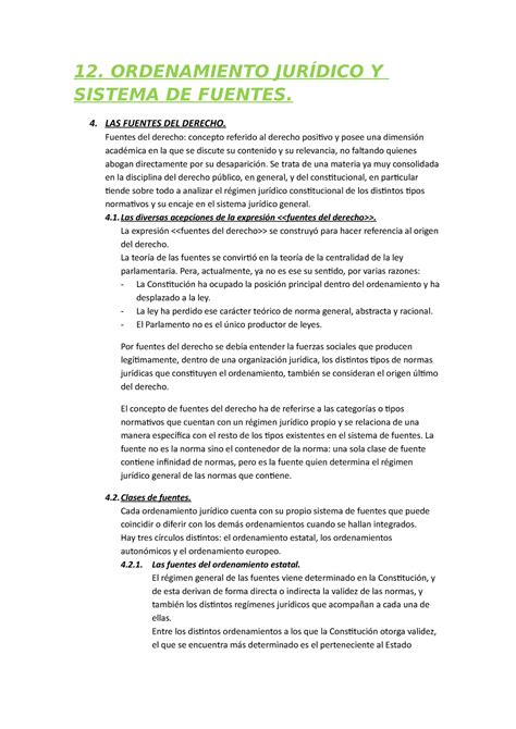 12 El Ordenamiento Jurídico Y Sistema De Fuentes 12 Ordenamiento JurÍdico Y Sistema De