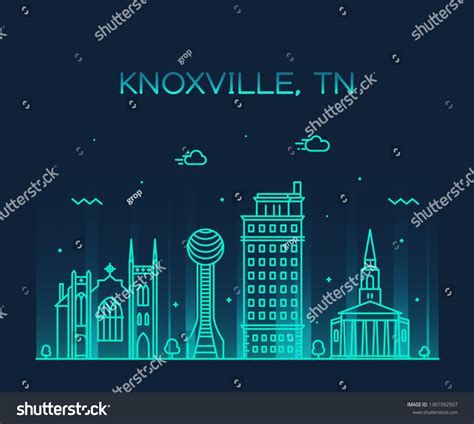 Knoxville Skyline Tennessee Usa Trendy Vector Stock Vector (Royalty ...