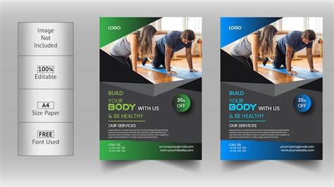 Plantilla De Dise O De Volante De Fitness De Gimnasio Vector Premium