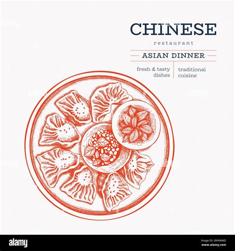 Chinese Dish Illustration Vector Hand Drawn Isolated Wonton Plate