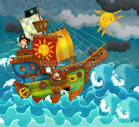 Pirate Ship Wallpaper Wall Mural Wallsauce Usa