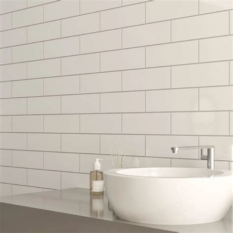 Windsor White Gloss Ceramic Wall Tile Pack Of 30 L 300mm W 100mm