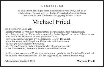 Traueranzeigen Von Michael Friedl Trauer Merkur De