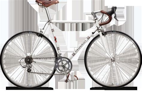 A White Bicycle With Brown Seat And Spokes