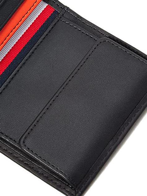 Tommy Hilfiger Th Horizon Portefeuille À Trois Volets En Cuir Le Noir