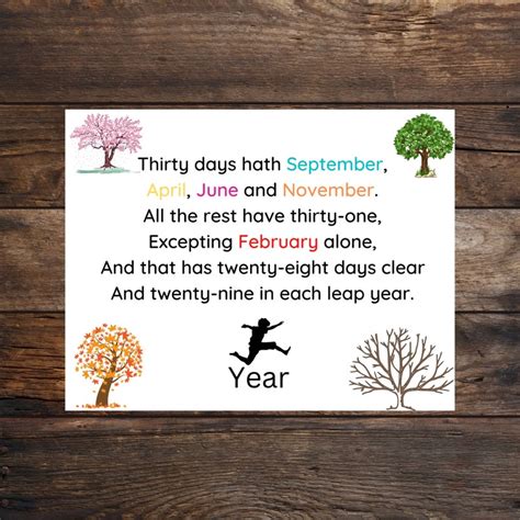 Months Of The Year Wordwall Color Coded Poem Classroom Homeschool