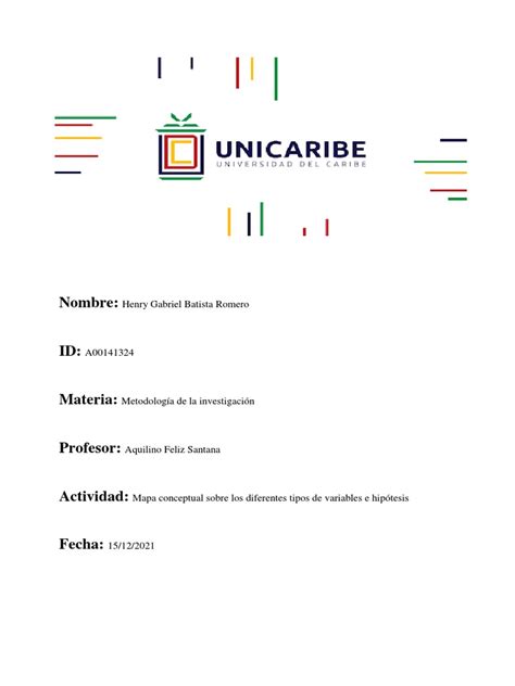 Batista Henry Mapa Conceptual Sobre Los Diferentes Tipos De Variables E Hipótesis Pdf