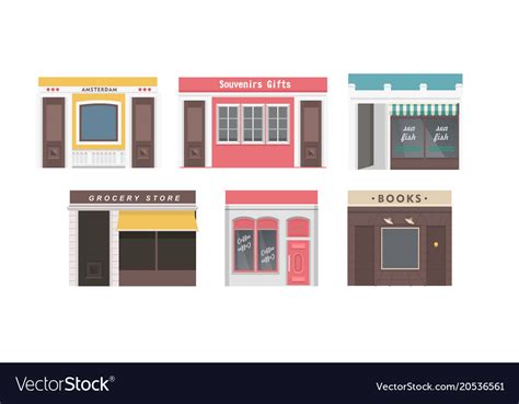 Collection Of Shops Royalty Free Vector Image Vectorstock