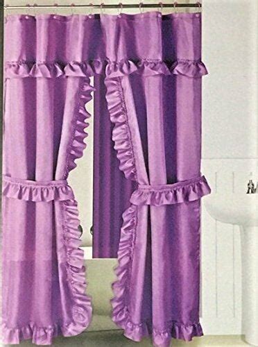 Double Swag Fabric Shower Curtain Liner Rings Dobby Dot Design