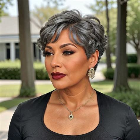 Trendy Limited Design Salt And Pepper Short Pixie Cuts Wig With Bangs